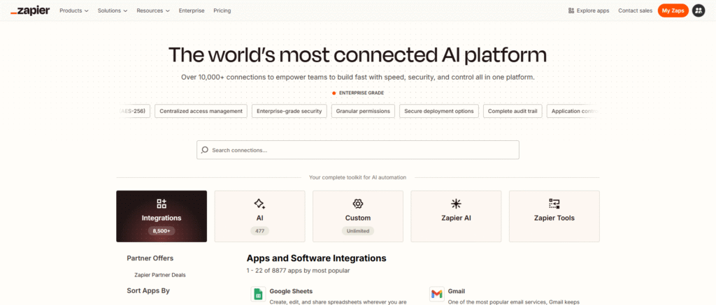 Zapier Apps und Software Integrationen